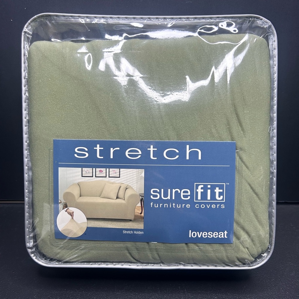 Sure Fit Stretch Sage Green One Piece Loveseat Slipcover